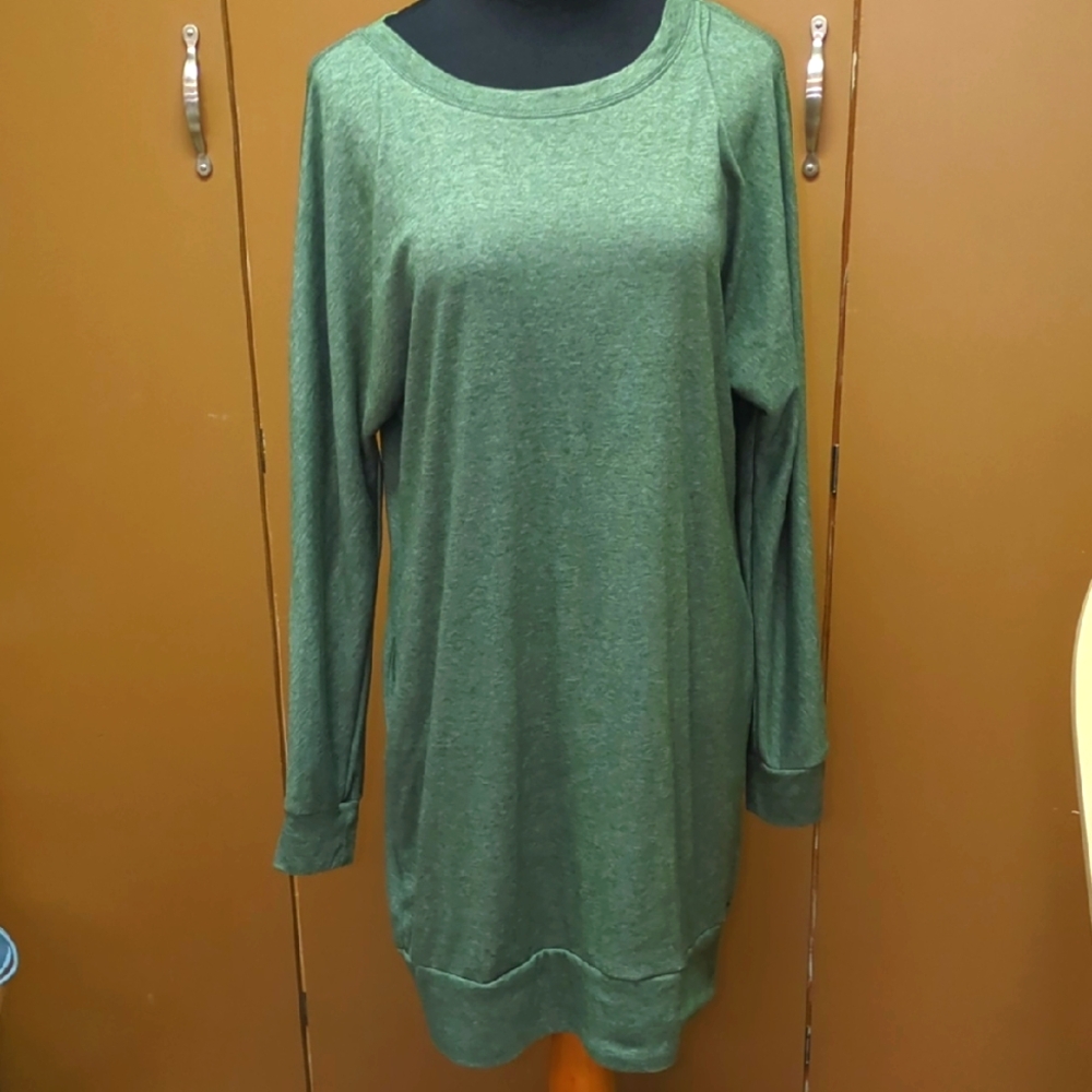 Green Long Sleeve Long Dress/ Blouse
